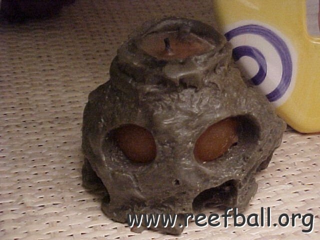 candlerb.jpg - Wax Candle Reef Ball with orange wax polyform center.