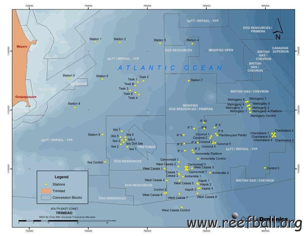 bpTT well locations_southeast_coast_Trinidad