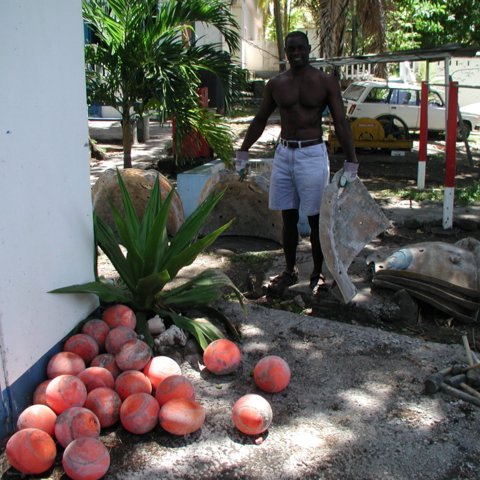 Michael at Cast aways cleaning mould to be ship to coconut Michael at Cast aways cleaning mould to be ship to coconut